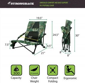 img 1 attached to Heavy Duty Portable Camping Chair With Innovative STRONGBACK Low Gravity Lumbar Support - Beach Ready!