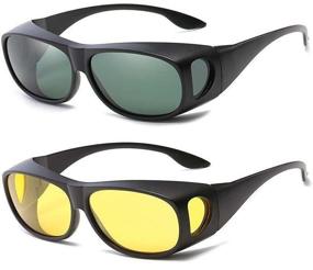 img 4 attached to Anti-glare sunglasses for drivers HD Vision (2 pieces) set