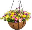 artificial fall flowers and hanging baskets: mixiflor's faux silk daisy plants for outdoor garden, patio, and indoor home decorations with faux flower centerpieces logo