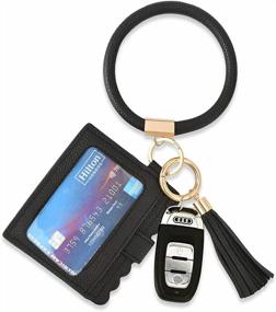 img 3 attached to Large Round Circle Wristlet Bracelet Bangle Wallet Keychain - Coolcos Portable Handy Wrist Keys Card Holder Keyrings