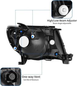 img 2 attached to 🔦 DWVO Headlights Assembly for Tacoma 2005-2011: Black Housing, Clear Lens Headlamp