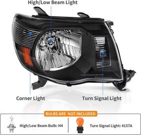 img 3 attached to 🔦 DWVO Headlights Assembly for Tacoma 2005-2011: Black Housing, Clear Lens Headlamp