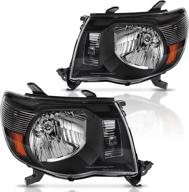 🔦 dwvo headlights assembly for tacoma 2005-2011: black housing, clear lens headlamp логотип