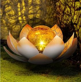img 4 attached to Solar Garden Lights - Huaxu Outdoor Decorative Lotus Light With Cracked Glass Ball & Metal Waterproof For Pathway, Lawn, Patio, Yard