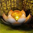 solar garden lights - huaxu outdoor decorative lotus light with cracked glass ball & metal waterproof for pathway, lawn, patio, yard logo