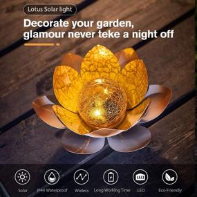 img 3 attached to Solar Garden Lights - Huaxu Outdoor Decorative Lotus Light With Cracked Glass Ball & Metal Waterproof For Pathway, Lawn, Patio, Yard