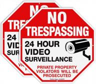 no trespassing sign private property protected by video surveillance violators will be prosecuted sign, 2-pack 10 x 10 inch reflective aluminum, uv protected, weather/fade resistant, easy to install logo