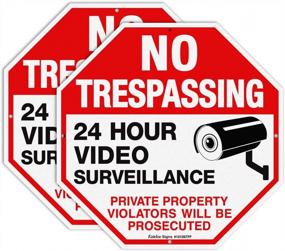 img 4 attached to No Trespassing Sign Private Property Protected By Video Surveillance Violators Will Be Prosecuted Sign, 2-Pack 10 X 10 Inch Reflective Aluminum, UV Protected, Weather/Fade Resistant, Easy To Install