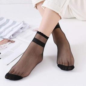 img 2 attached to Cityelf Transparent Lace Silk Anklets: Pack Of 5 Ultra Thin Summer Socks For Women With Elastic Fit - Sheer Short Stockings For A Chic Look