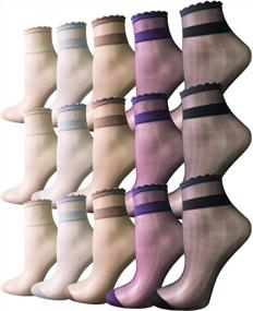 img 4 attached to Cityelf Transparent Lace Silk Anklets: Pack Of 5 Ultra Thin Summer Socks For Women With Elastic Fit - Sheer Short Stockings For A Chic Look