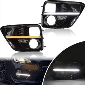img 4 attached to Upgrade Your Subaru WRX/WRX STi With NJSBYL Xenon White LED Daytime Running Light Kits - S4 Style Amber Turn Signal Light Kits With Daylight Front Bumper Fog Lamps Bezel Covers For 2015-2017