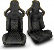 modifystreet 1 pair universal pvc leather/yellow stitch left/right racing bucket seats logo