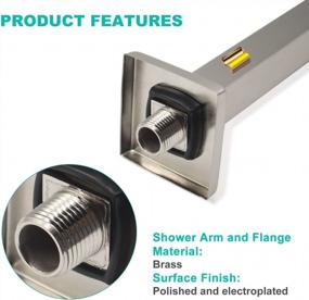 img 2 attached to Upgrade Your Shower Experience With ENGA Brass 12-Inch Ceiling Mount Shower Arm In Brushed Nickel Finish