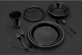 img 1 attached to 100 Count 10 Inch Black Plastic Disposable Plates - Exquisite Dessert/Salad Servingware