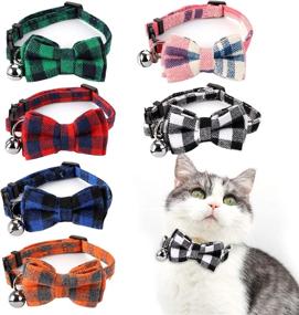 img 4 attached to 🐱 Yesland 6 Pcs Cat Collar Breakaway: Cute Bow Tie, Bell & Plaid - Adjustable & Removable Dog Collar for Cats, Kittens & Small Dogs