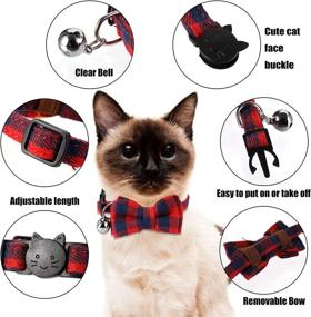 img 2 attached to 🐱 Yesland 6 Pcs Cat Collar Breakaway: Cute Bow Tie, Bell & Plaid - Adjustable & Removable Dog Collar for Cats, Kittens & Small Dogs