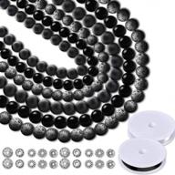 700pcs lava beads kit с эластичной нитью браслета для эфирного масла диффузор принадлежности для изготовления ювелирных изделий - черные стеклянные каменные бусины от paxcoo логотип