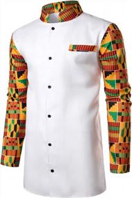 img 2 attached to LucMatton Men'S African 2 Piece Set Long Sleeve Button Up Dashiki Tops And Pants Traditional Suit