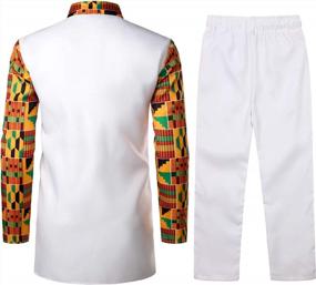 img 3 attached to LucMatton Men'S African 2 Piece Set Long Sleeve Button Up Dashiki Tops And Pants Traditional Suit