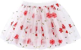 img 4 attached to Embroidery Flowers Tulle Skirt Years Girls' Clothing and Skirts & Skorts