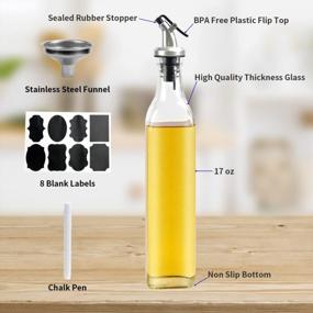 img 2 attached to 6 Pack 17Oz/500Ml YULEER Olive Oil Bottle Dispenser - Airtight Nozzle Plug & Pouring Spouts For Kitchen Use
