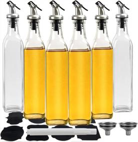 img 4 attached to 6 Pack 17Oz/500Ml YULEER Olive Oil Bottle Dispenser - Airtight Nozzle Plug & Pouring Spouts For Kitchen Use