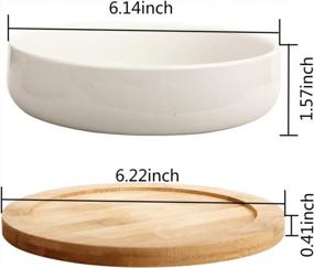 img 3 attached to ZOUTOG 6-inch White Ceramic Succulent Pots with Bamboo Tray - Pack of 2, Flower Planter Pot - Plants Not Included