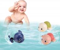 набор из 3 экологически чистых игрушек-черепашек для купания для малышей - плавательные игрушки для купания для детей (случайный цвет) от vcostore логотип