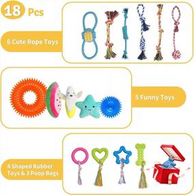 img 3 attached to 18 Pack Super Value Puppy Toys - KIPRITII Dog Chew, Bite Ring &amp; Squeaky Toy Set для маленьких собак