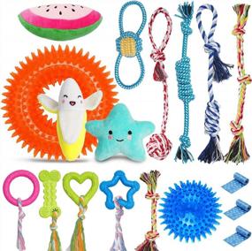 img 4 attached to 18 Pack Super Value Puppy Toys - KIPRITII Dog Chew, Bite Ring &amp; Squeaky Toy Set для маленьких собак