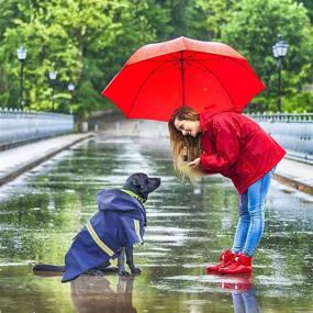 img 3 attached to 🐶 Премиум плащи для собак маленьких и средних пород: водонепроницаемые с капюшоном, дыркой для переноски, отражающей полосой, карманом для лакомств и бонусом - ремень для собак длиной 5 футов.