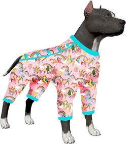 img 4 attached to 🐶 LovinPet Large Dog Pajamas - Bizness Magic Rainbow Shine Prints - Lightweight Pullover Puppy Pajamas - Full Coverage Pjs for Large Dogs - Dog Onesie Jumpsuit