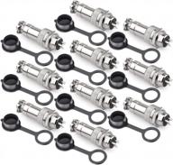10-pack of diyhz gx16 circular metal aviation connectors with male and female plugs, 3 pins, mounting panel and waterproof cap logo