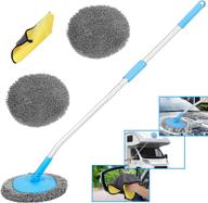 shinepick 64'' car wash brush mop 2 in 1 scratch-free adjustable car cleaning kit duster with 2 microfiber mop head - no paint scratches - ideal for washing & detailing cars, suvs, rvs, boats (blue) logo