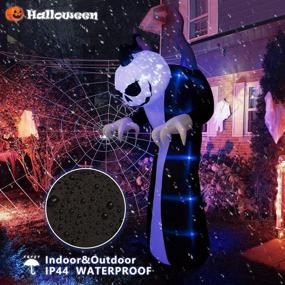 img 1 attached to Elegear 9.8FT Outdoor Halloween Inflatables Ghost With Sensor Will Scream, Grim Reaper Blow Up Yard Decorations Pumpkin Head Build-In Blue Rotating LED Lights, Halloween Decor For Holiday/Garden/Lawn