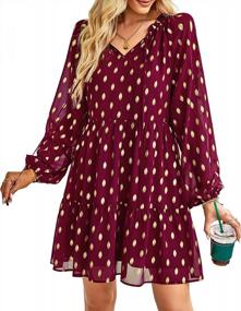 img 4 attached to Polka Dots Tiered Swing Tunic Dress: KIRUNDO Women'S Spring Summer 2023 Collection Featuring V Neck, Long Sleeves, And Ruffle Detailing In Casual Loose Fit