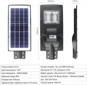 img 3 attached to Szyoumy Solar Floodlight With Remote Control: 70W Dusk To Dawn Security Sensor Light For Gardens, Courtyards, And Streets - Waterproof IP66