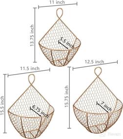 img 1 attached to 🧺 MyGift Set of 3 Copper Metal Wire Mesh Wall Hanging Baskets - Farmhouse Style for Wall-Mounted Storage and Decorative Kitchen Fruit Produce Holder