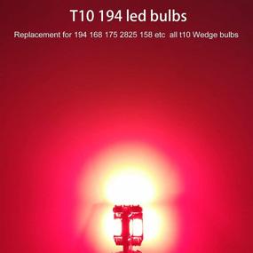 img 3 attached to 🚗 Super Bright Red LED Car Bulbs - 194, 168, 2825 W5W T10 Wedge, 12V, 10SMD 5730 Chipset, Dome, Map, Door Lights, License Plate - 12pcs, Red