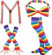 colorful stripe high socks & fingerless gloves set for women: perfect halloween accessories logo