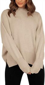 img 4 attached to Cozy Up In Style: Imily Bela Women'S Oversized Sweaters With Side Split And Mock Neck