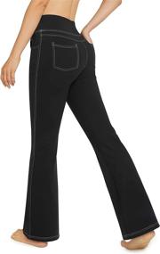 img 4 attached to Женские штаны для йоги Bootcut с высокой талией и 4 карманами — повседневные расклешенные брюки для тренировок