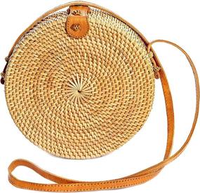 img 4 attached to 👜 Handmade Rattan Women's Bags - Top-Handle Handbag & Wallet Collection