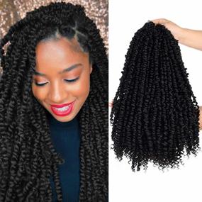 img 4 attached to 4 Packs Pre-Twisted Passion Twists Synthetic Crochet Braids 18 Inch Black Pre-Looped Spring Bomb Crochet Hair Extensions Fiber Fluffy Curly Twist Braiding Hair (1B#, 18 Inch (Pack Of 4))
