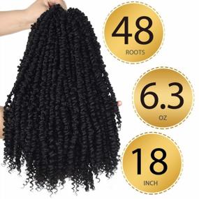 img 3 attached to 4 Packs Pre-Twisted Passion Twists Synthetic Crochet Braids 18 Inch Black Pre-Looped Spring Bomb Crochet Hair Extensions Fiber Fluffy Curly Twist Braiding Hair (1B#, 18 Inch (Pack Of 4))