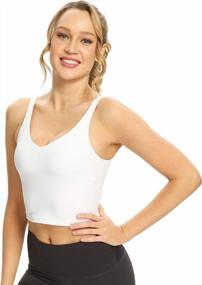 img 3 attached to Women'S Ritiriko Workout Tank Top - Cropped Running Shirt With Longline Padding For Athletic Yoga Fitness