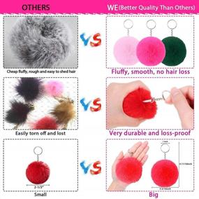 img 1 attached to 20Pcs Fluffy Pompoms Keychain Bulk With Keyring For Girls Women Bags - Pom Poms Keychain By Flasoo