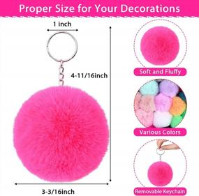 img 2 attached to 20Pcs Fluffy Pompoms Keychain Bulk With Keyring For Girls Women Bags - Pom Poms Keychain By Flasoo