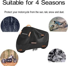 img 1 attached to 🏍️ 300D Waterproof Motorcycle Cover with Sun Protection - All Season Universal Fit XXL Cover with Reflective Strips, Lock-Holes, and Storage Bag - Fits up to 98" Motorbikes