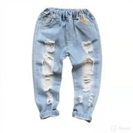 tjtjxrxr little baby boys girl ripped western jeans: cool kids girls denim pants in friend-style design логотип